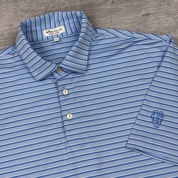 Peter Millar Other - Peter Millar Summer Comfort Golf Polo L Dallas Country Club DCC Striped Blue EUC